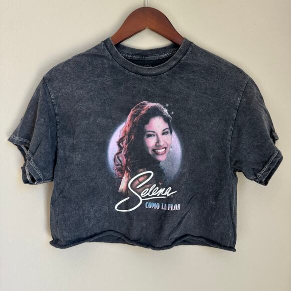 Salena Como La Flor Cropped Graphic Band Tee Cotton Raw Hem Retro Music Small - Picture 1 of 7